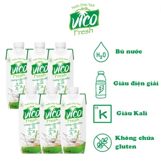 Combo 6 hộp nước dừa tươi vico fresh 330ml - vị xiêm