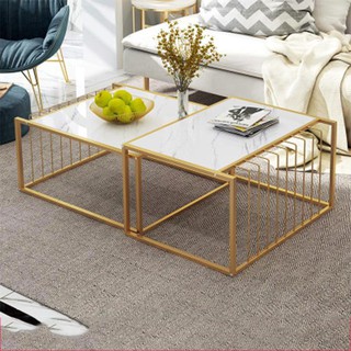 Bàn trà đôi 2 tầng chân kim loại, bàn sofa, bàn trà BAT013