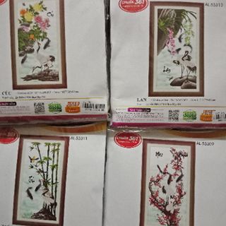 Tranh thêu tứ quý - tùng cúc trúc mai