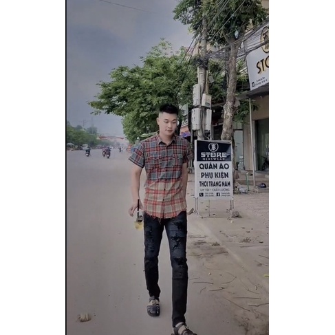 Áo sơ mi nam nữ ngắn tay kẻ sọc caro loang màu rách nam nữ hàng supper