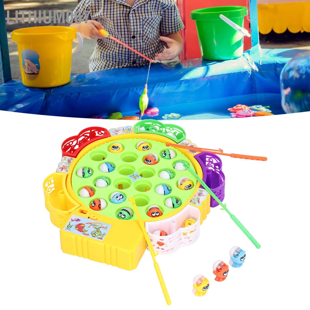 Bộ đồ chơi câu cá dạng xoay có nhạc 24 con cá và 5 cần câu vui nhộn dành cho bé trai và bé gái