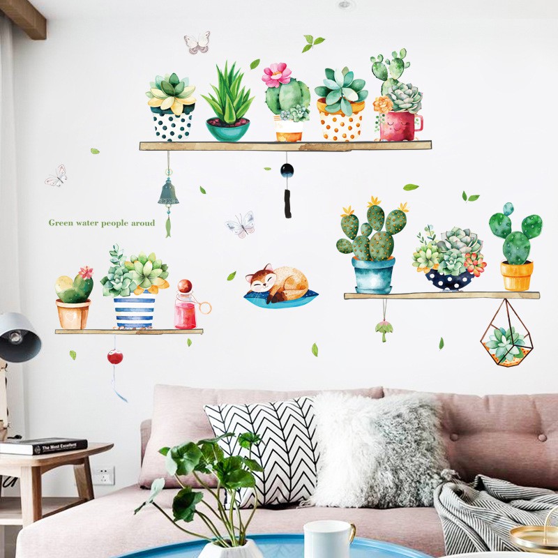 Decal dán tường cho bé, tranh dán tường Hàn Quốc sticker trang trí phòng trẻ em (Kệ Hoa Đá) | BigBuy360 - bigbuy360.vn