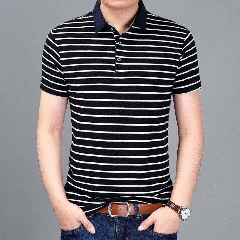 Áo thun POLO nam cổ bẻ kẻ sọc vải Cotton trẻ trung PL01