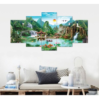 Tranh treo tường 5 tấm phong thủy 1 binbin tnt378