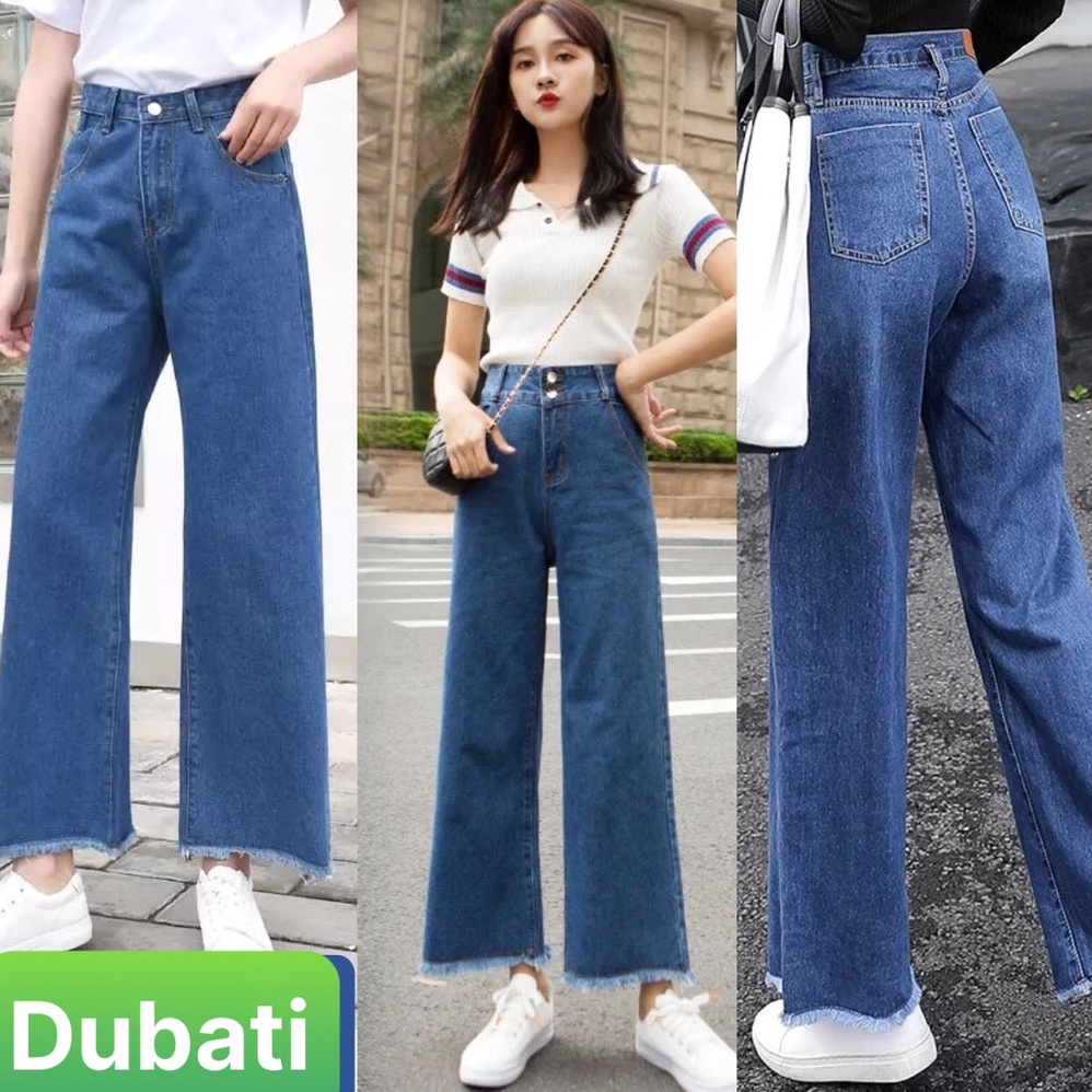 QUẦN JEAN BAGGY CHẤT BÒ NỮ XANH NHẠT ĐẬM ỐNG SUÔNG NÂNG MÔNG LƯNG CAO TRƠN DÀI VẢI MỀM MỊN SÀNH ĐIỆU- DUBATI FASHION