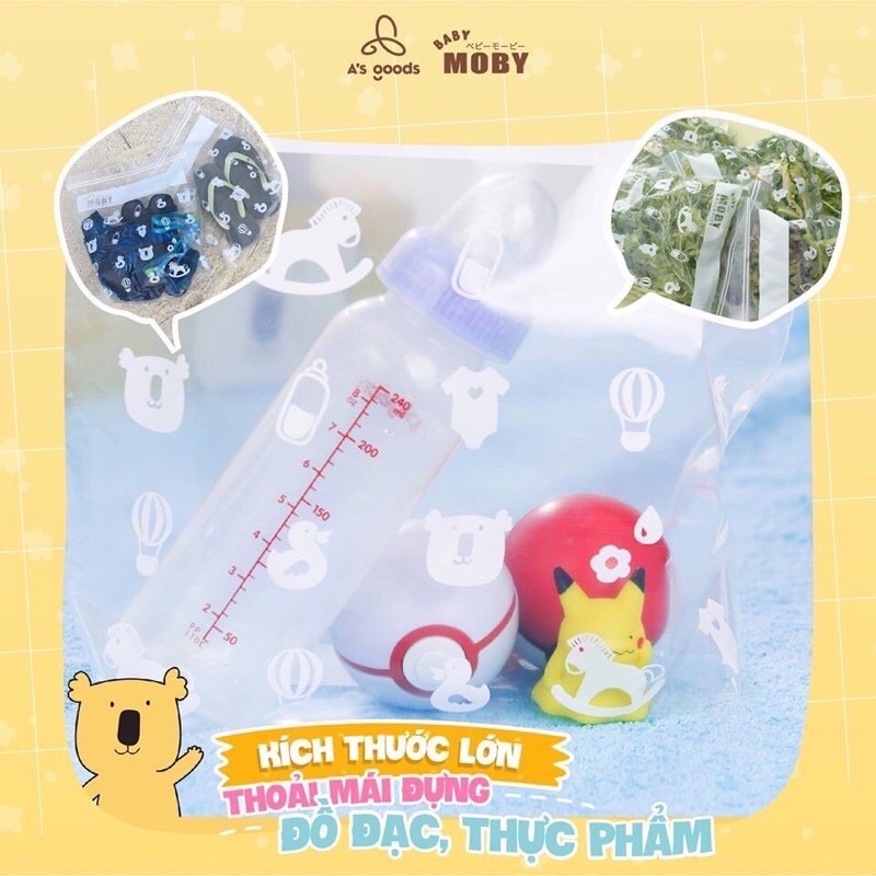 Túi zip moby đa năng hộp 24 cái-2 lớp dây kéo có thể mở rộng đáy