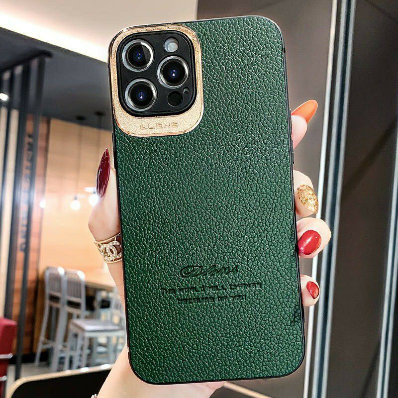 🌟CHÍNH HÃNG🌟  Ốp lưng da Dlons bảo vệ camera viền vàng iPhone  7 8 X XR XS 11 12 MINI PRO PLUS MAX