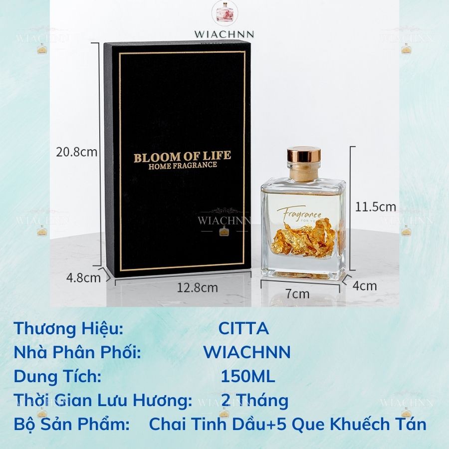 Tinh Dầu Thơm Phòng Óng Ánh Sang Trọng CITTA 150ml Que Gỗ Tự Khuếch Tán Hương Khử Mùi Không Khí CTVB150