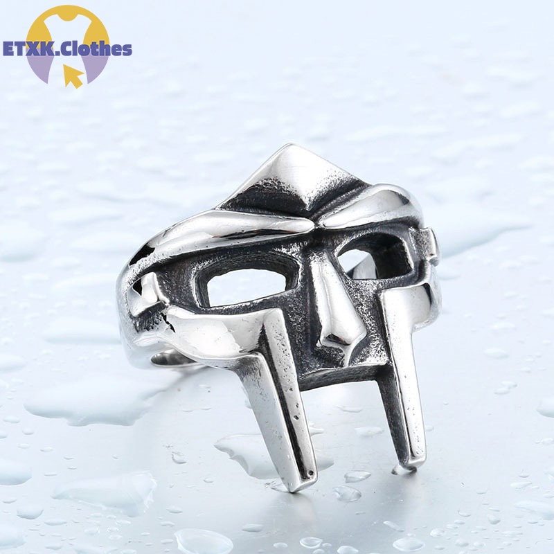 Doom Nhẫn Đeo Mặt Nạ Chiến Binh Bằng Kim Loại Không Gỉ Màu Bạc Phong Cách Đấu Sĩ Thời Trang Cá Tính Cho Nam