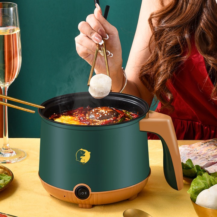 Nồi lẩu mini 2 nấc nhiệt đa năng có nút điều chỉnh nhiệt độ - Nồi Điện Mini 2 Tầng Đa Năng Tặng Kèm Khay Hấp, Chiên, Xào