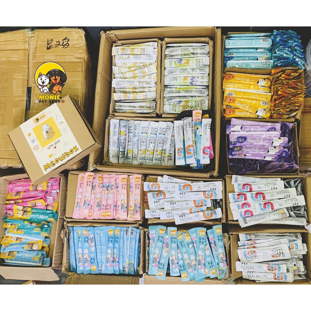 [Hoả tốc] Set combo 45/50 thanh súp thưởng cho mèo tiện lợi có hộp quà tặng ghi tên