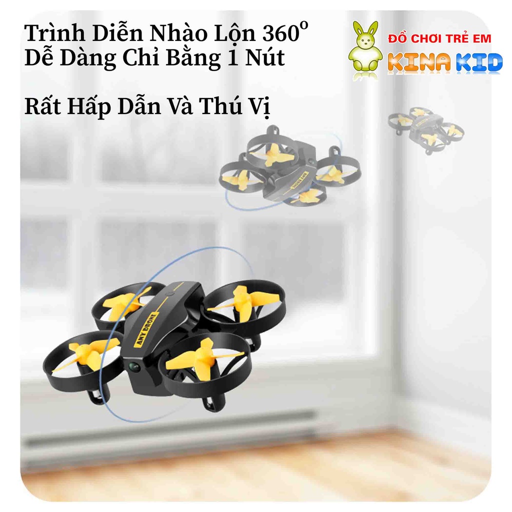 Máy bay 4 cánh mini có camera chụp ảnh trên không Any Drone, kết nối điện thoại, pin rời, nhào lộn 360 độ