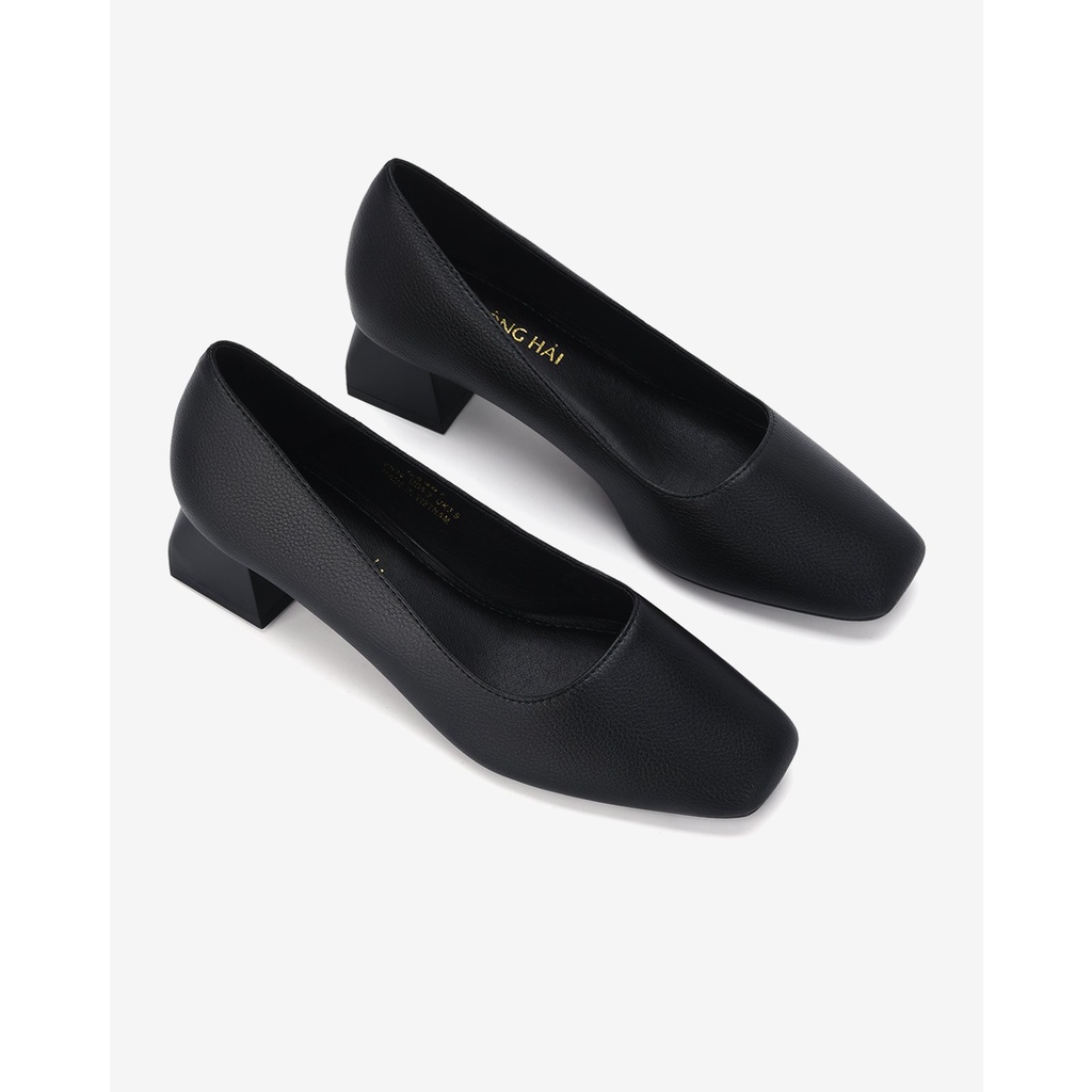 Giày cao gót nữ Đông Hải thiết kế mũi vuông thời thượng chất da microfiber êm ái gót vuông cao 4cm tôn dáng - G5807