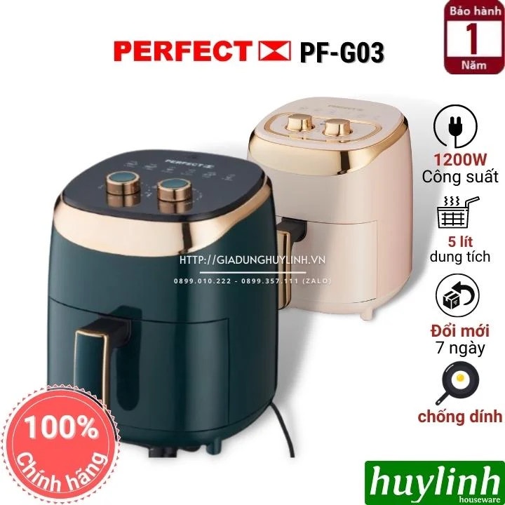 [Mã ELHAMS5 giảm 6% đơn 300K] Nồi chiên không dầu Perfect PF-G03 - 3 lít [G03P - G03G]