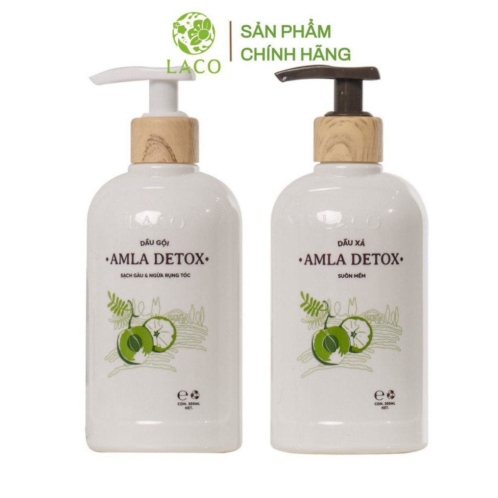 Dầu gội và dầu xả AMLA DETOX ngăn rụng tóc, sạch gàu hết ngứa cho mái tóc suôn mềm Lacocosmetics.vn LITIC