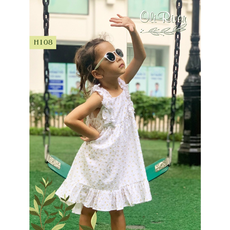 váy bé gái sát nách cổ tròn dáng suông