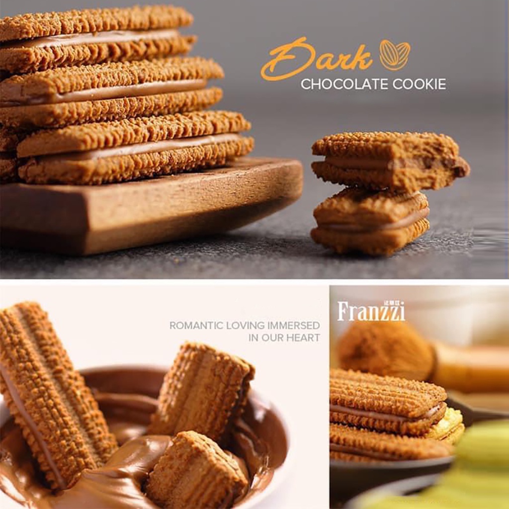 Bánh quy Franzzi cookie chocolate kẹp kem hộp 58g 5 chiếc - ăn vặt Cô Nương Béo