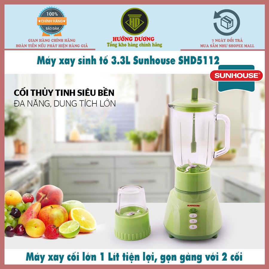 Máy Xay Sinh Tố Sunhouse SHD5112, Máy Xay Sinh Tố Với Cối Xay Lớn Giúp Việc Pha Chế Rau Củ Quả, Sinh Tố, Sữa Dễ Dàng