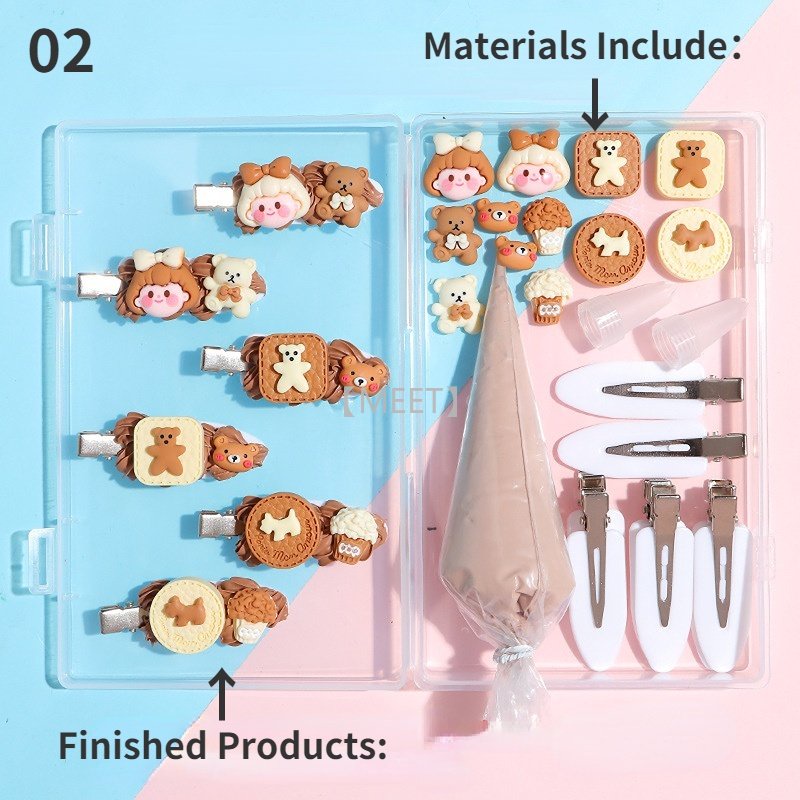 Bộ Phụ Kiện Làm Đồ Trang Sức/ Kẹp Tóc/ Kẹp Tóc Hình Búp Bê Hoạt Hình DIY Bằng Nhựa Resin