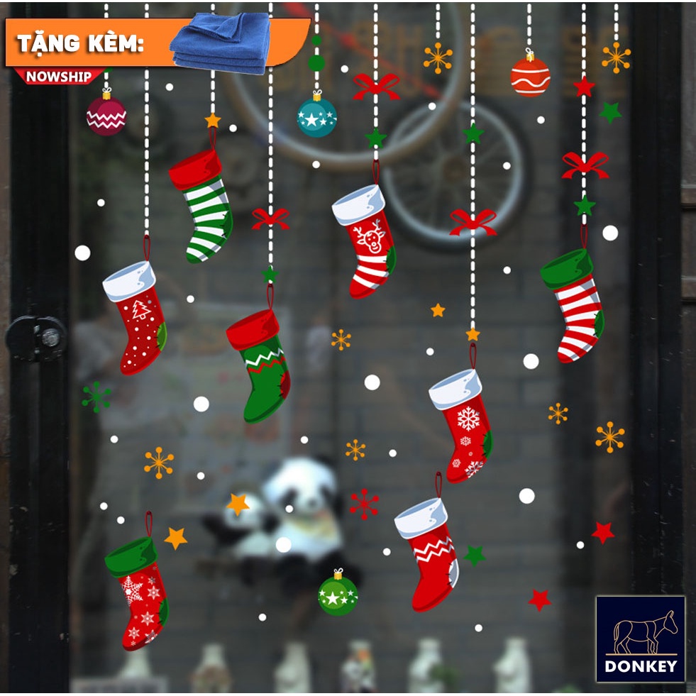 Tranh Decal Dán Kính Trang Trí Cây Thông Giáng Sinh Merry Christmas 05 DOKEY99
