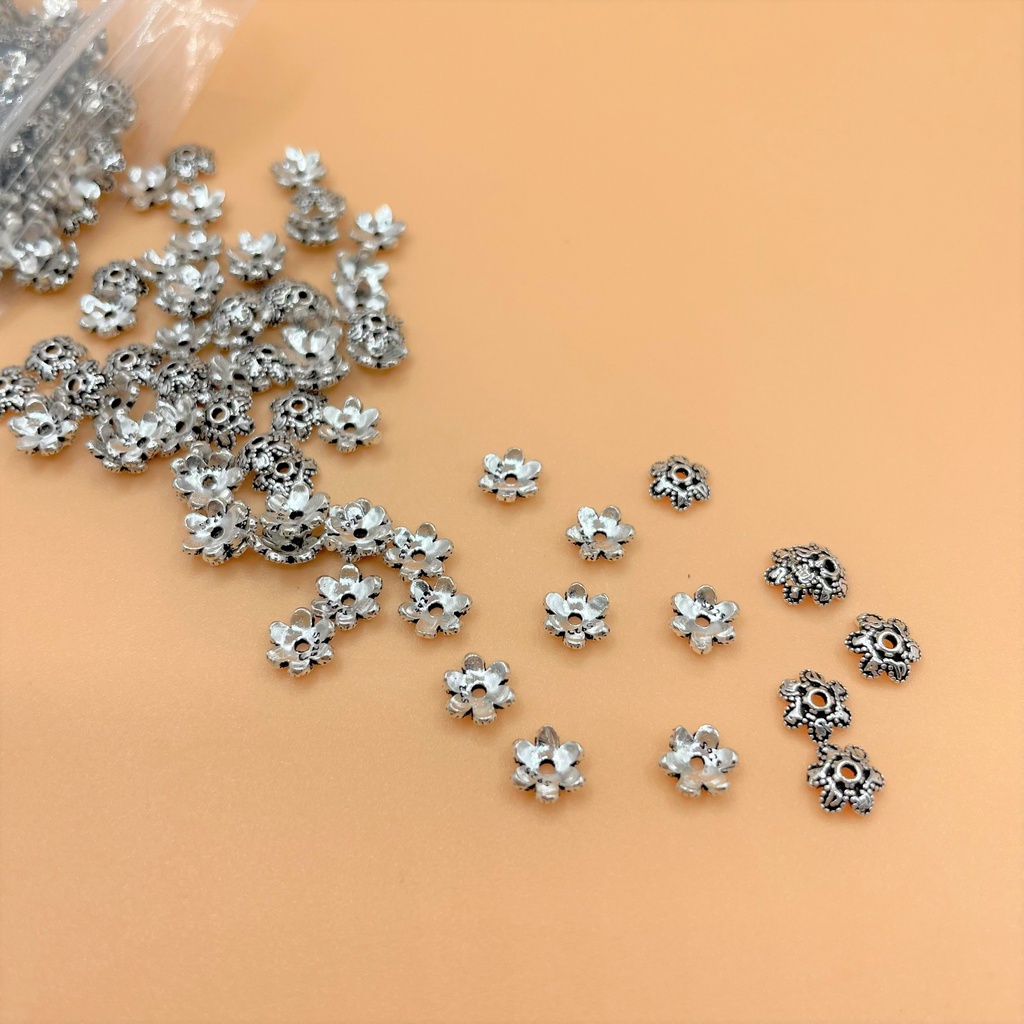 Charm ốp hạt bạc thái khắc kinh phật - Charm Bạc 925 - Mã CA072