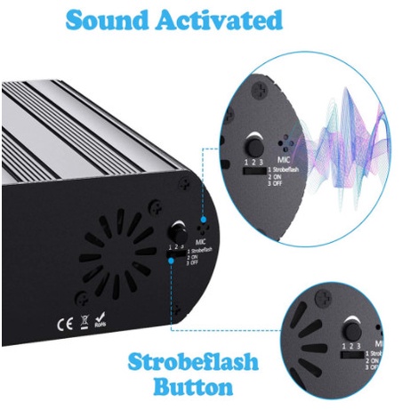 Đèn laser 6 mắt cảm biến theo nhạc ánh sáng laze - Hiệu ứng băng tuyết, trái tim, bông hoa.siêu đẹp dùng cho BAR,CLUB