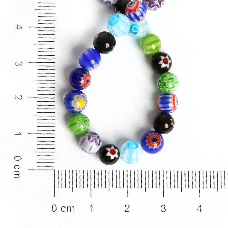 Chuỗi hạt thủy tinh tròn họa tiết hoa 4-10mm dành cho làm trang sức DIY