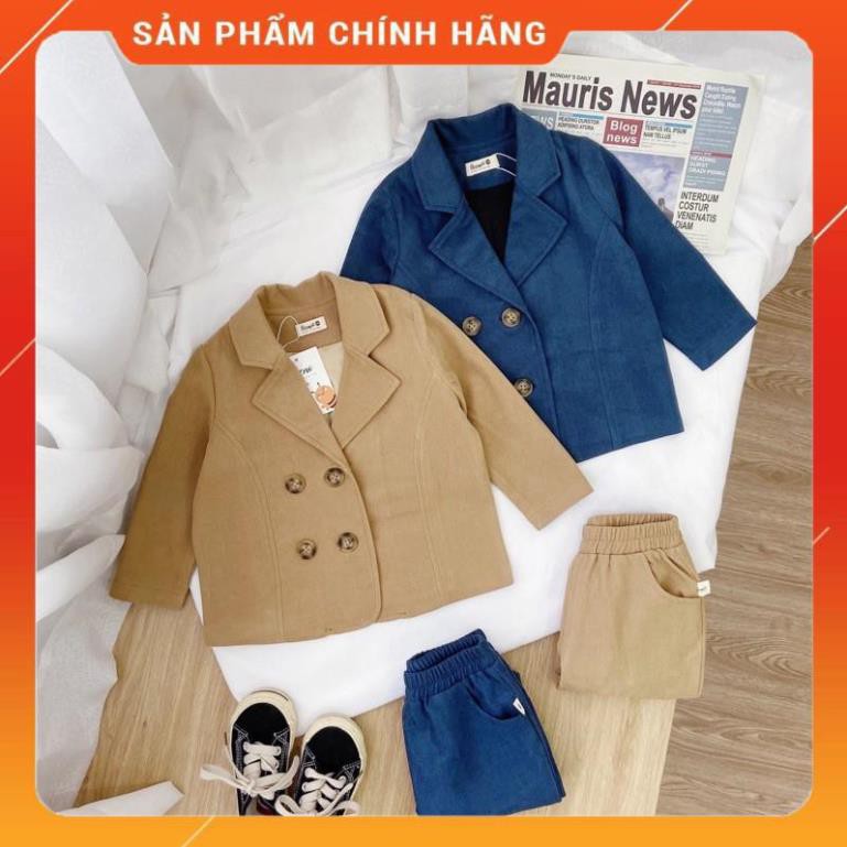 [Thiết kế cao cấp] Set bộ vest nhung bé trai 4 khuy cực kì thời trang sành điệu