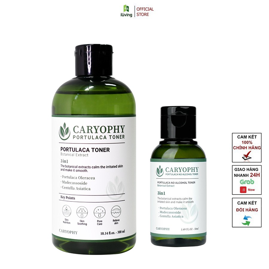 Toner cho da mụn Caryophy Portulaca 300ml và 50ml ILIVING-CARTCDM