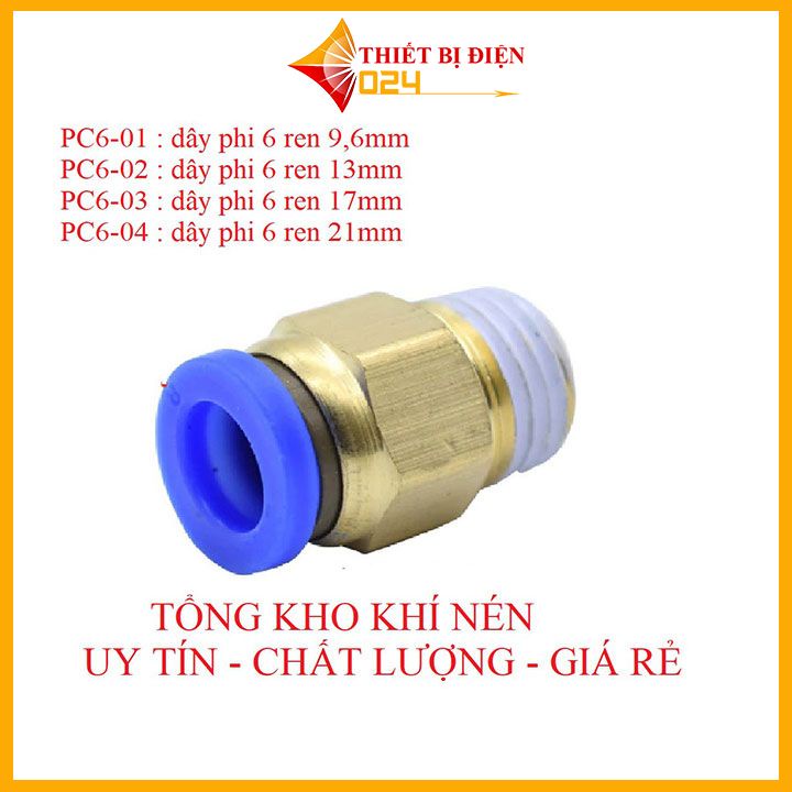 Bộ 2 Đầu nối ren thẳng PC6-M5