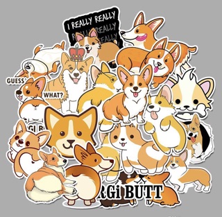 60 Sticker chó corgi ép lụa / hình dán corgi có đề can bóc dán