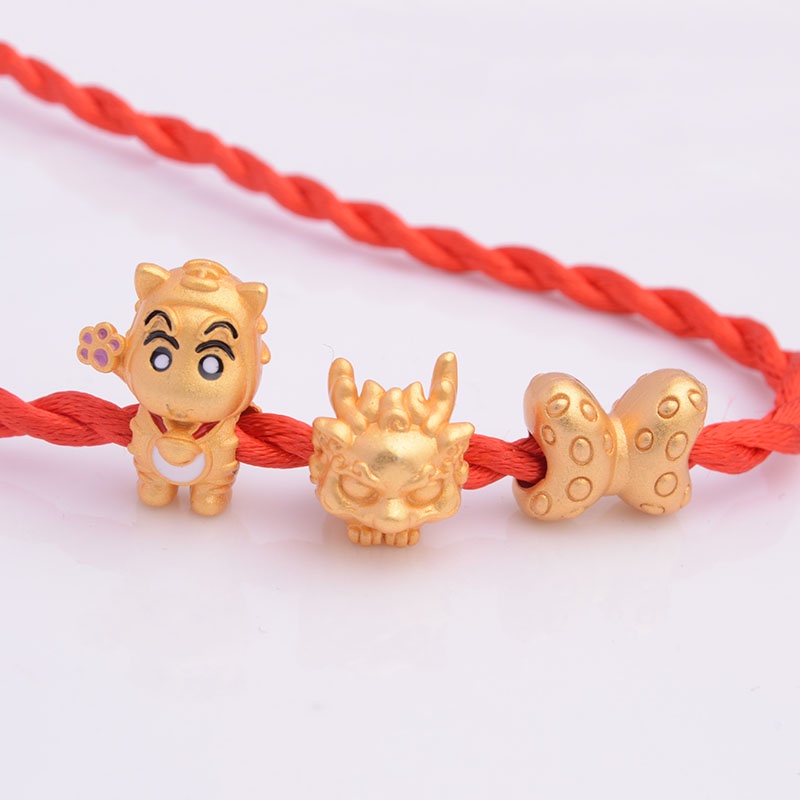 [Hàng Có Sẵn Giao Hàng Ngay Lập Tức] Hạt Xỏ Vòng Tay / Dây Chuyền Hạt Cườm Chống Dị Ứng Hình Rồng Shin-Chan Thủ Công Không Gây Dị Ứng Chống Trượt Màu Vàng Cát