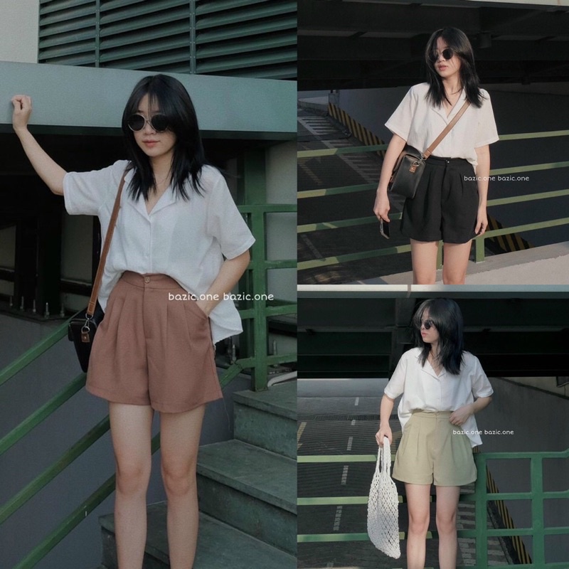 [Ảnh thật/video] Áo sơmi CỔ VEST cộc tay 6 màu style báic