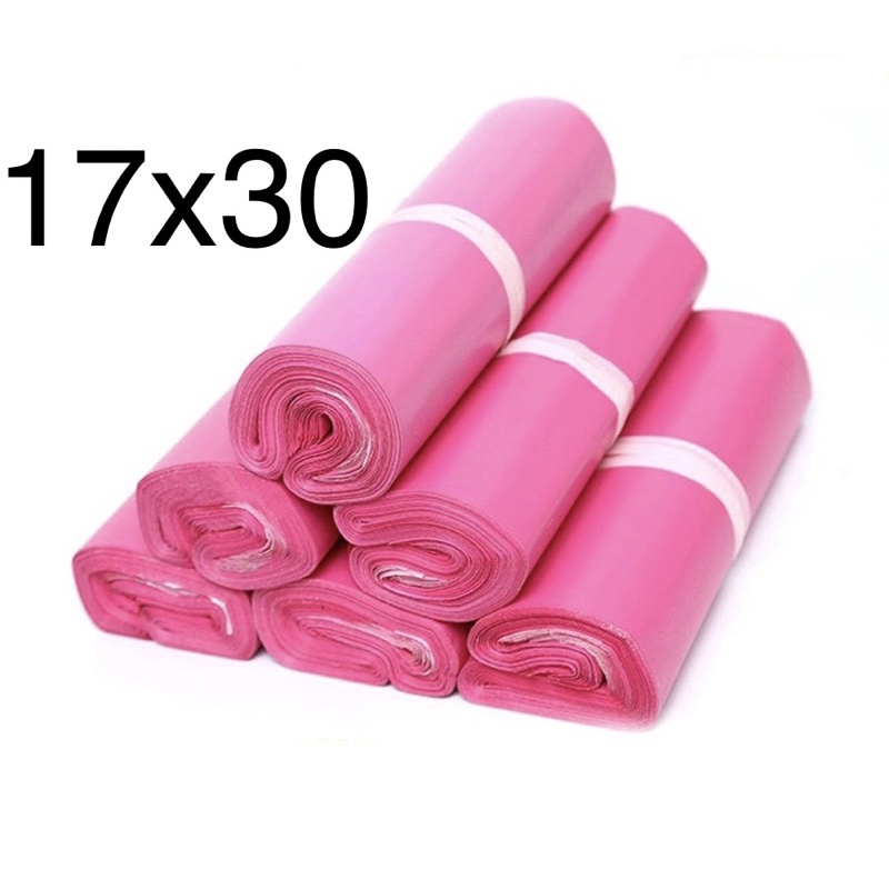 Túi gói hàng niêm phong size 17x30 màu hồng