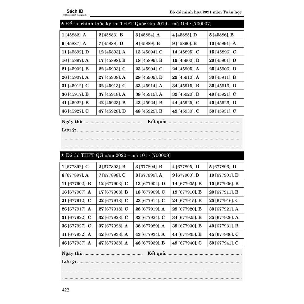 Sách ID Bộ đề thi thpt quốc gia 2021 môn Toán lớp 12