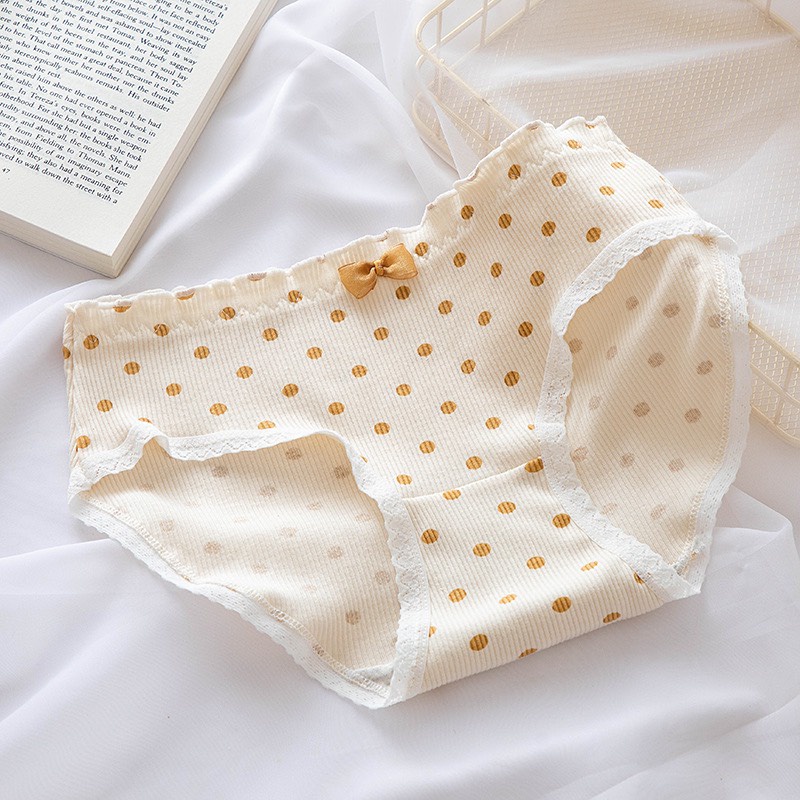 Quần Lót Nữ Cotton Kháng Khuẩn Họa Tiết Trà Sữa Chấm Bi Đáng Yêu