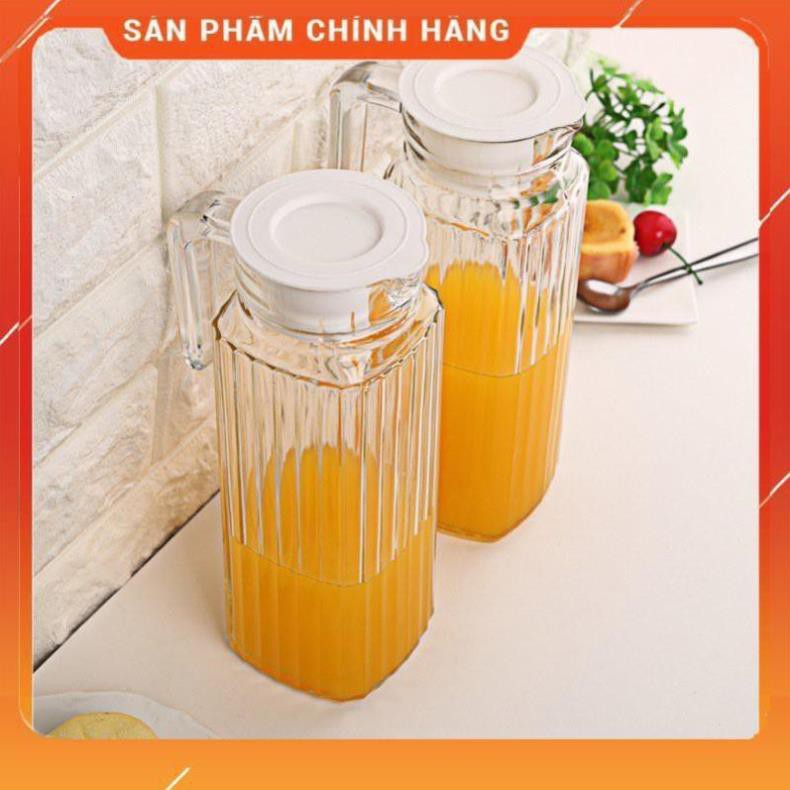 CHÍNH HÃNG -  Bình đựng nước thủy tinh trắng 1000ml,bình thủy tinh đựng nước cao cấp