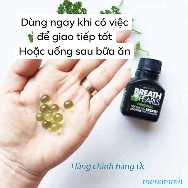 Viên Uống Thơm Miệng Breath Pearls Úc hộp 50 viên, hôi miệng,hơi thở khó chịu