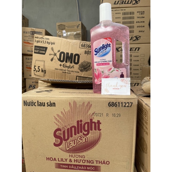 Lau sàn sunlight chai 1kg hương tinh dầu thảo mộc mẫu mới hương thơm mới