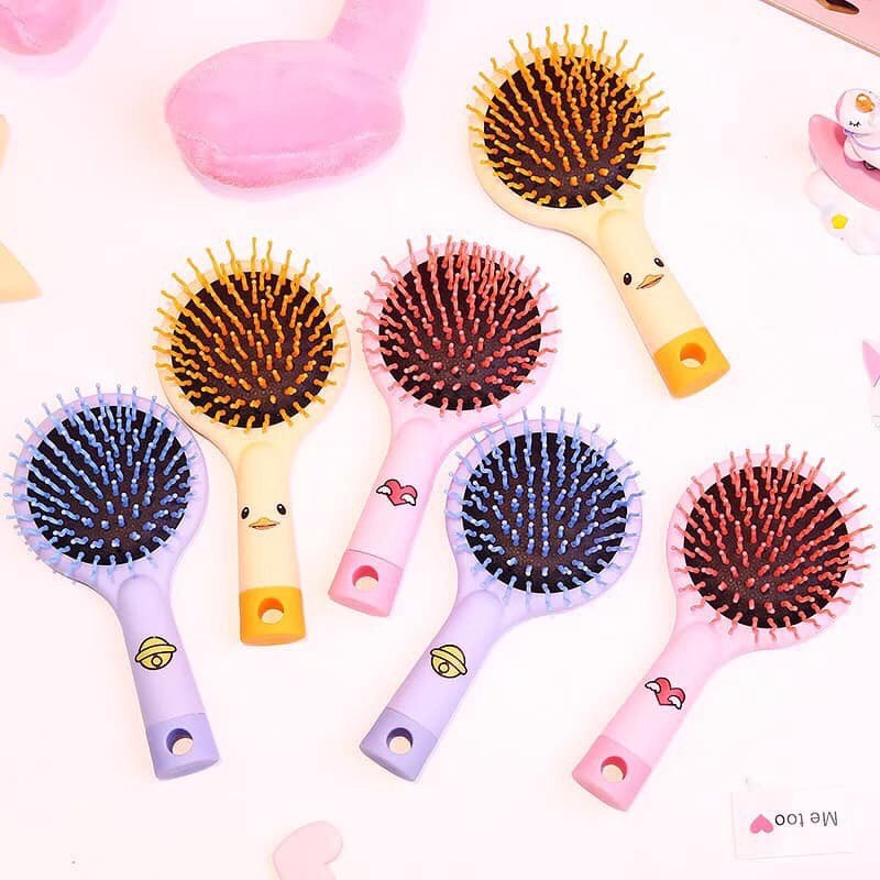 Lược chải kèm gương massage gỡ rối, bàn chải S-curled cao cấp chống rụng tóc
