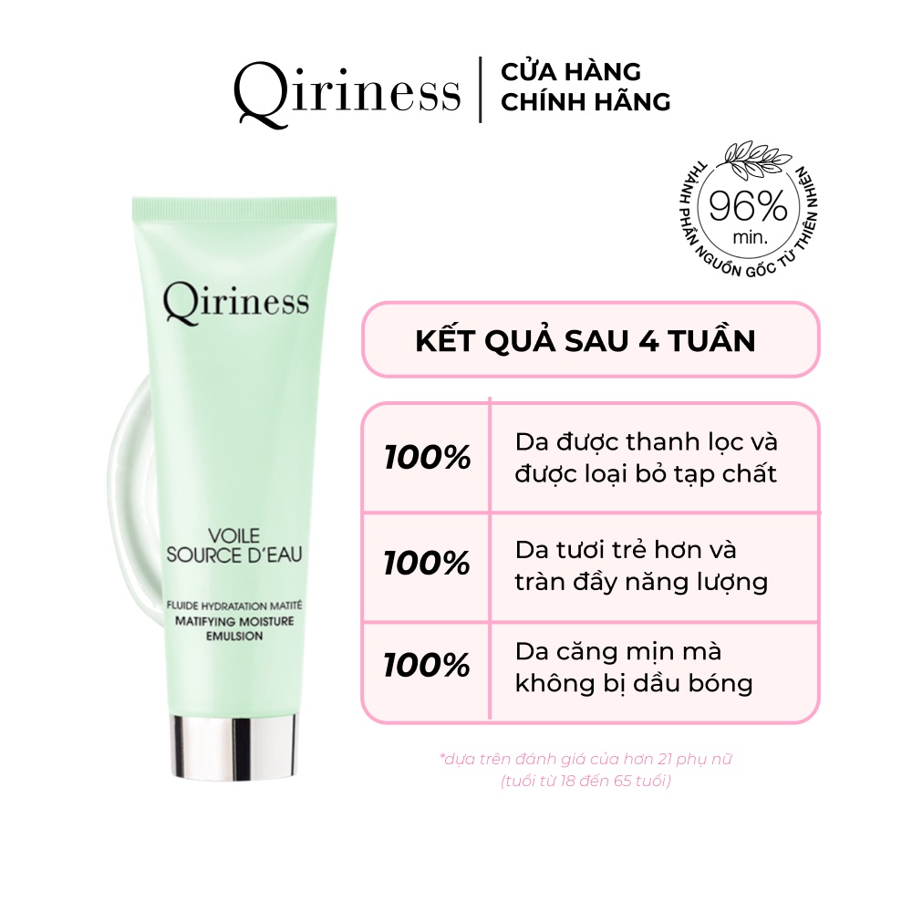 Kem dưỡng kiềm dầu cấp ẩm và thu nhỏ lỗ chân lông Qiriness Matifying Moisture Emulsion 50ml