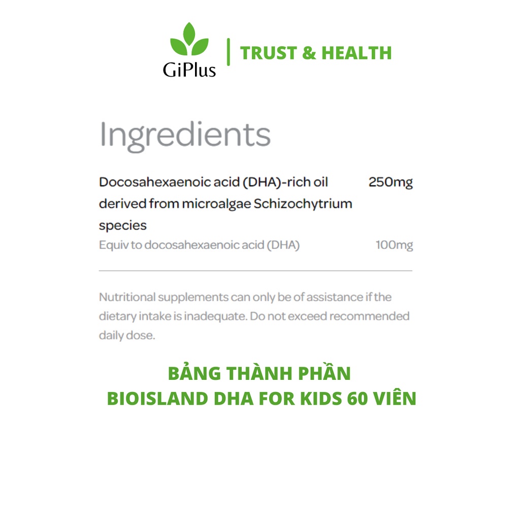 Viên Uống Bổ Sung DHA Cho Trẻ Em Bioisland DHA For Kids (60 viên/Lọ)