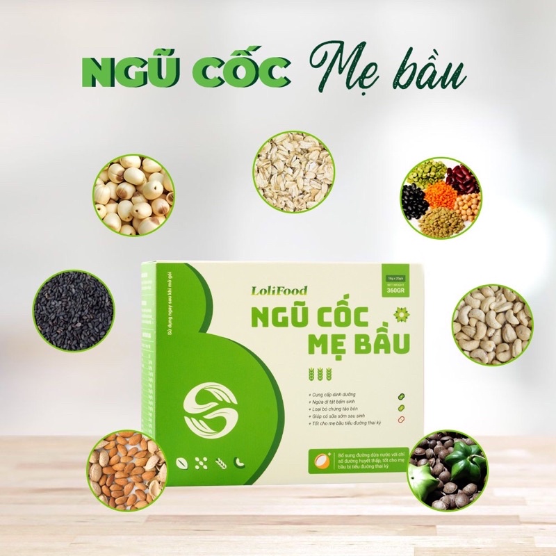 Ngũ Cốc Cho Bà Bầu Gói Tiện Lợi Lolifood - Con Tăng Cân Đều Đặn Phát Triển Toàn Diện ( Hộp 20 Gói x 18GR)