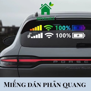 Miếng dán phản quang chuyên dụng trang trí kính chắn gió ô tô xe hơi họa tiết tín hiệu wifi 5G nguồn điện thoại di động