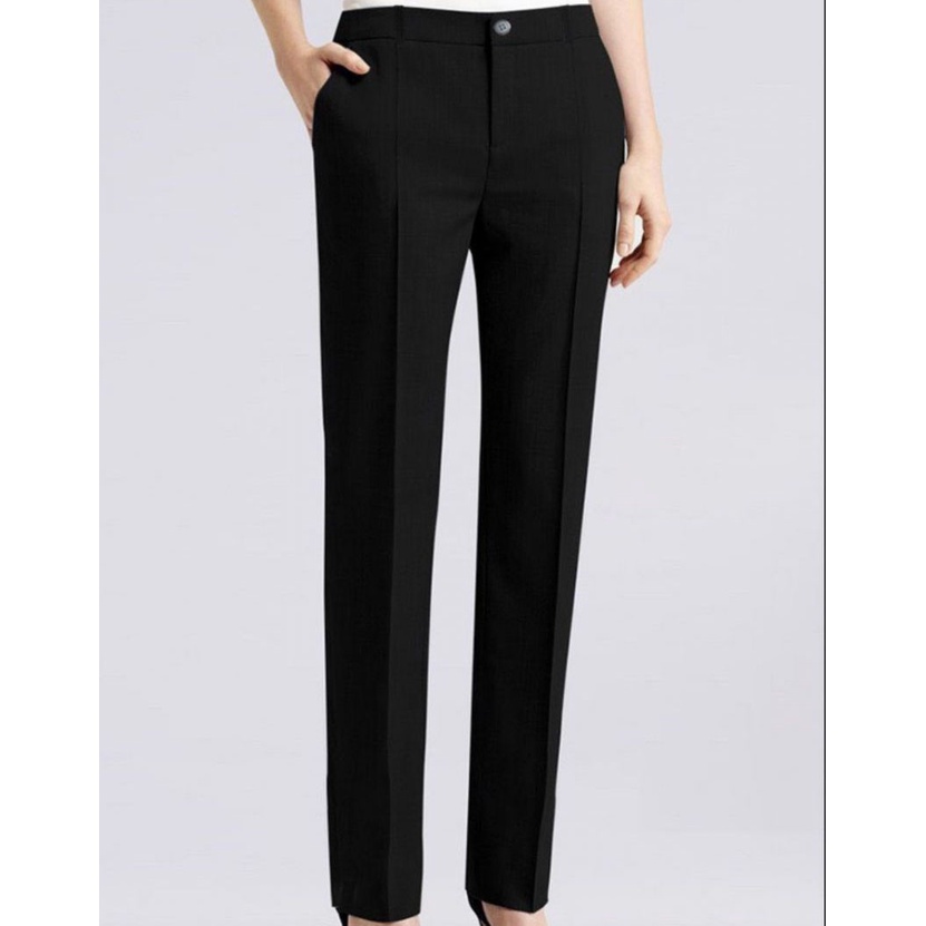 Quần tây nữ công sở đen dài ống đứng suông ,túi chéo ,Vải mềm co giãn 4 chiều