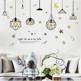 decal tranh dán tường đèn thả light trang trí mới