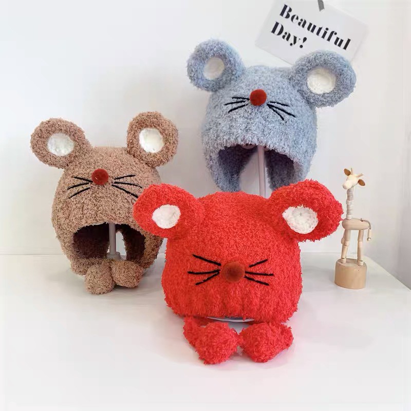 Mũ gấu cho bé, mũ len giữ ấm mùa đông cho bé cực ấm, siêu đáng yêu