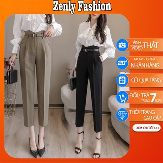 Quần baggy nữ lưng cao kiểu mới [Hàng Cao Cấp] Quần baggy nữ cạp V phối kèm đai siêu xinh