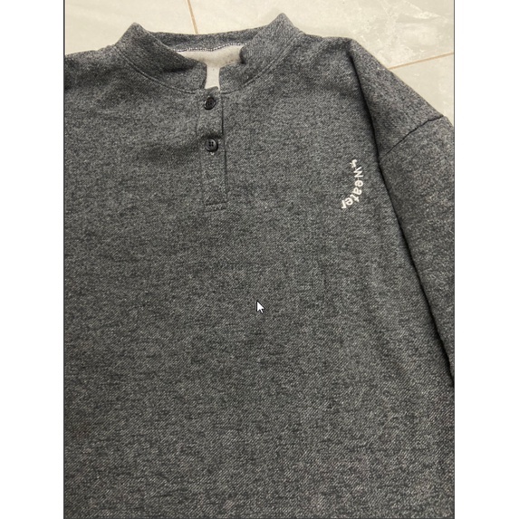 Áo Nỉ Bông Cổ Tàu Sweater Unisex/ Áo Thun Nữ Tay Bồng Dáng Rộng Cúc Cài 2 Màu | BigBuy360 - bigbuy360.vn