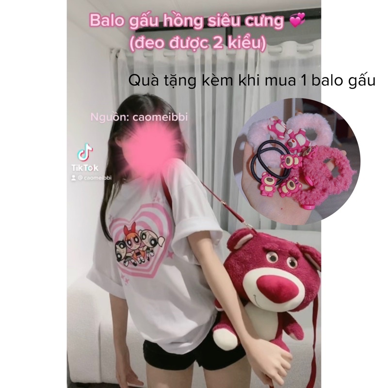 Balo Gấu Dâu Lotso Đeo Được 2 Kiểu